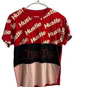Pre-Owned Unisex Graphic Color Block T-Shirt Hustle